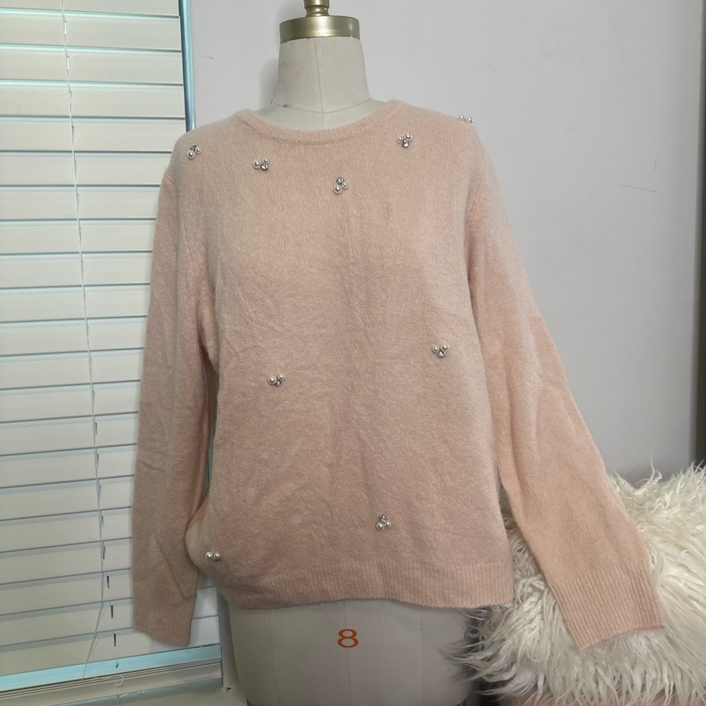 Who What Wear Pink Jewl embellished Sweater